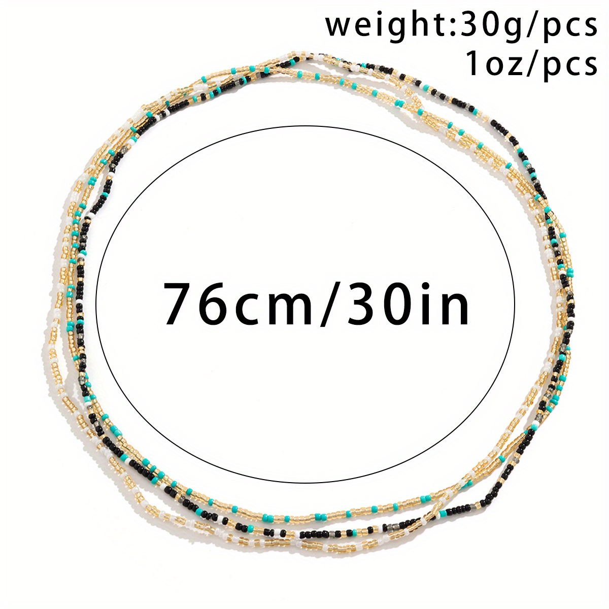 Colorful Mixed Glass Bead Body Chain for Summer Beach Vacation